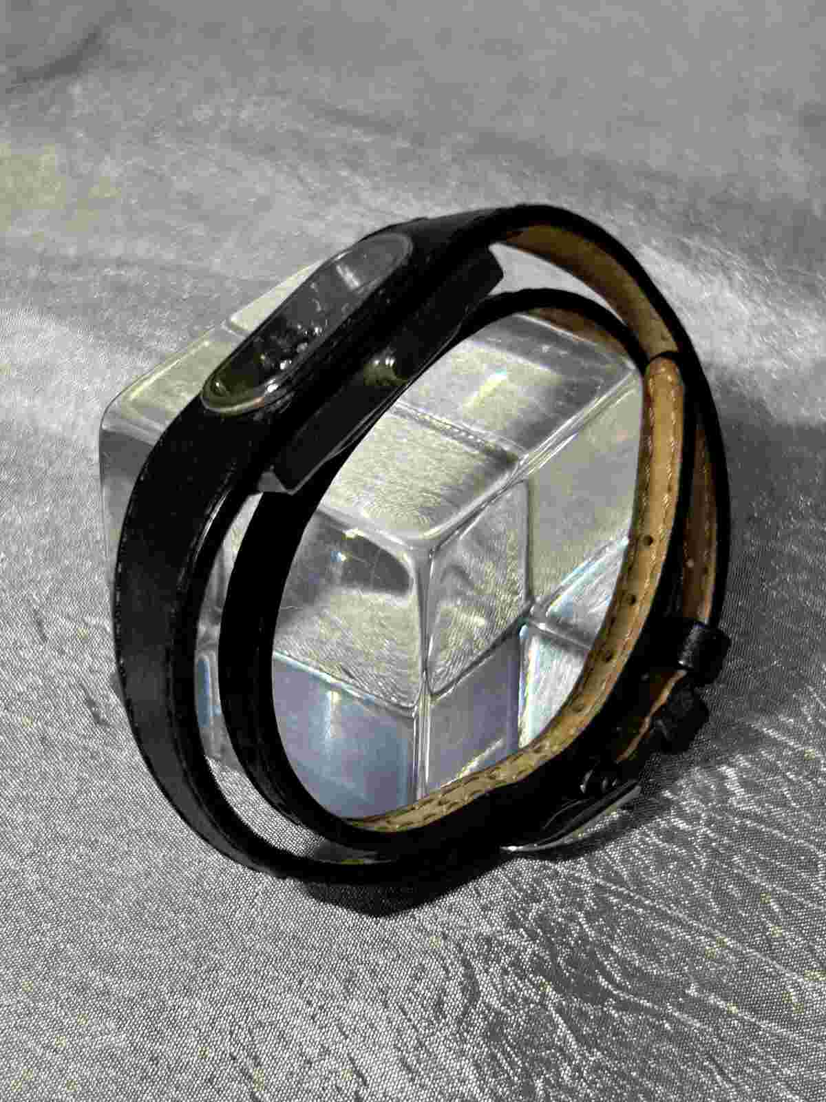 OPEX BLACK LEATHER WRAP WATCH - WORKING - NEW BATTERY