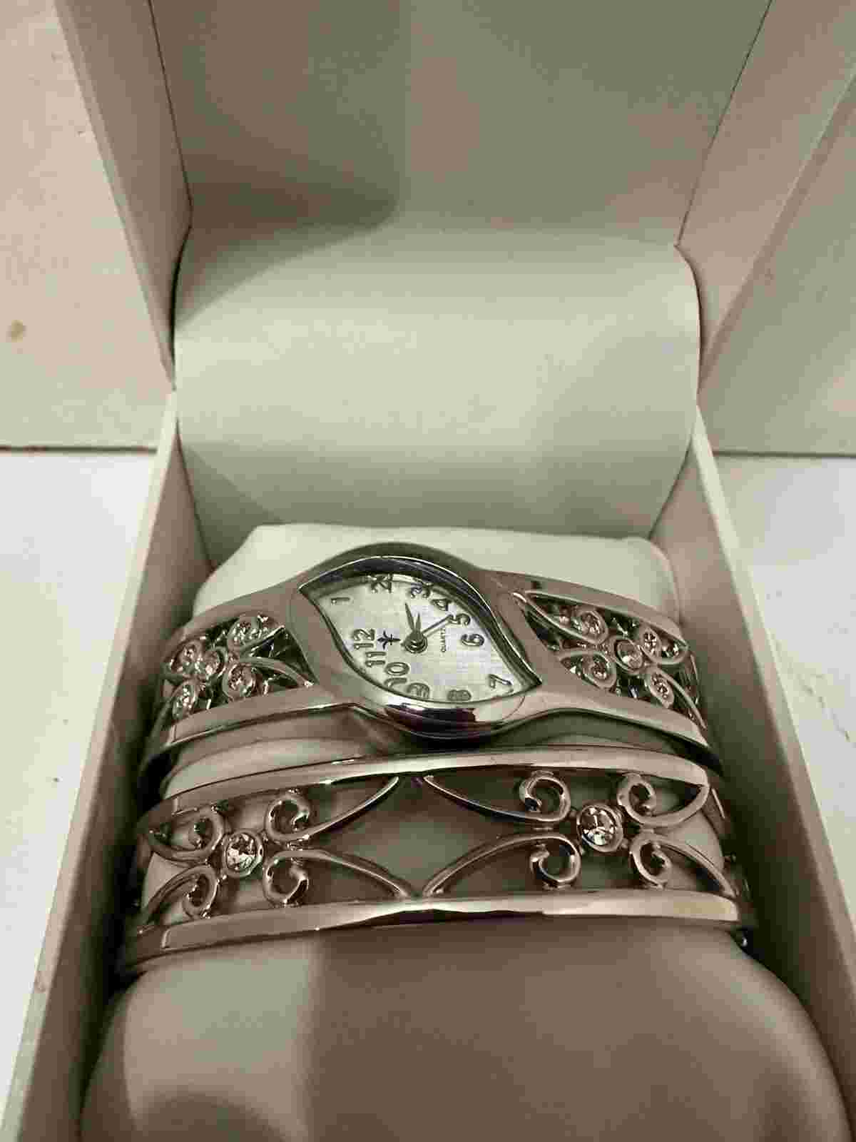 Cato Diamond Womens Watch & Bracelet silverTone Bangle (T)...