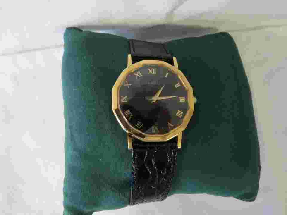 Men's Lassale Goldtone THIN Watch Black Band 7N00-5059