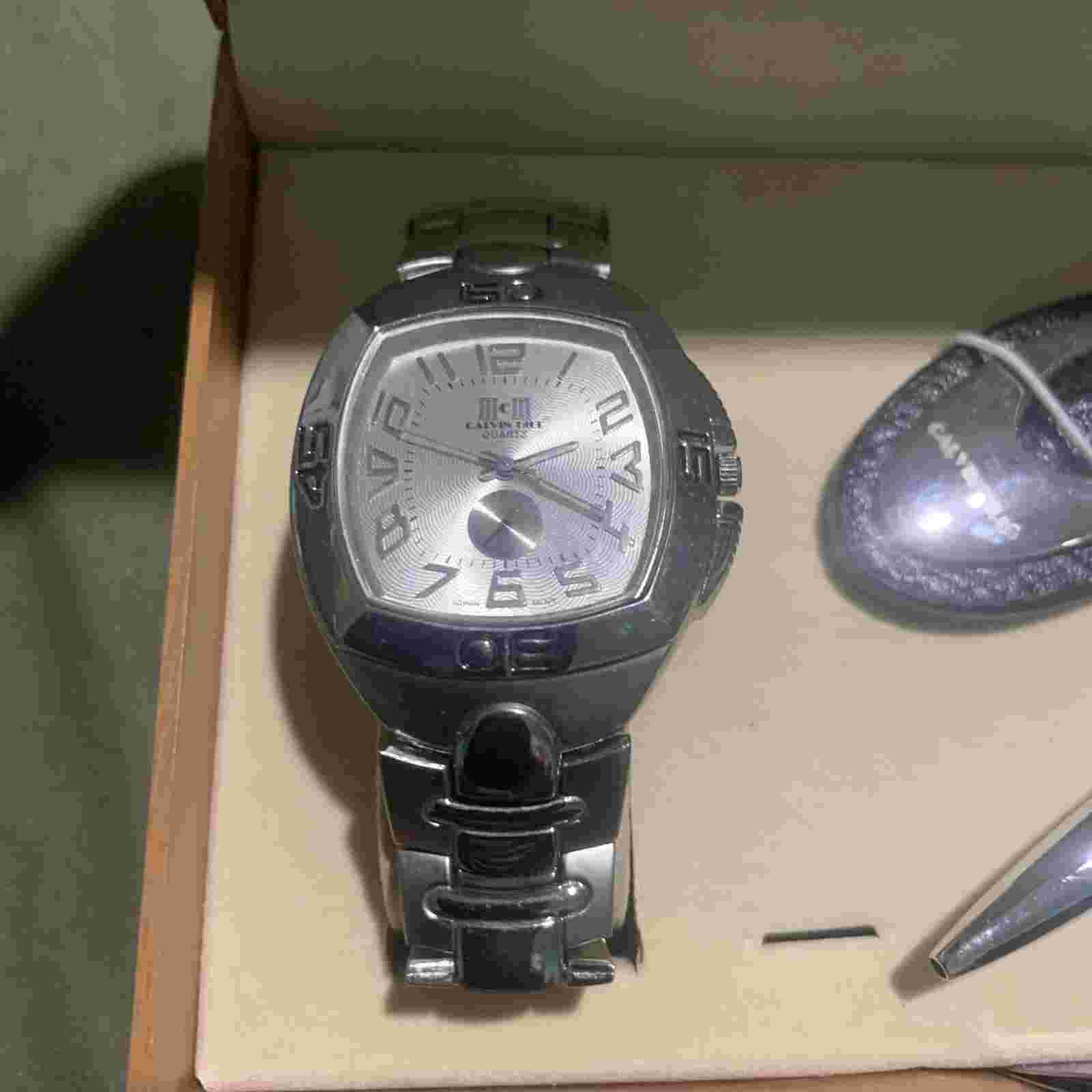 Calvin Hill Boxed Gift Set watch, keychain, pin, flashlight, new