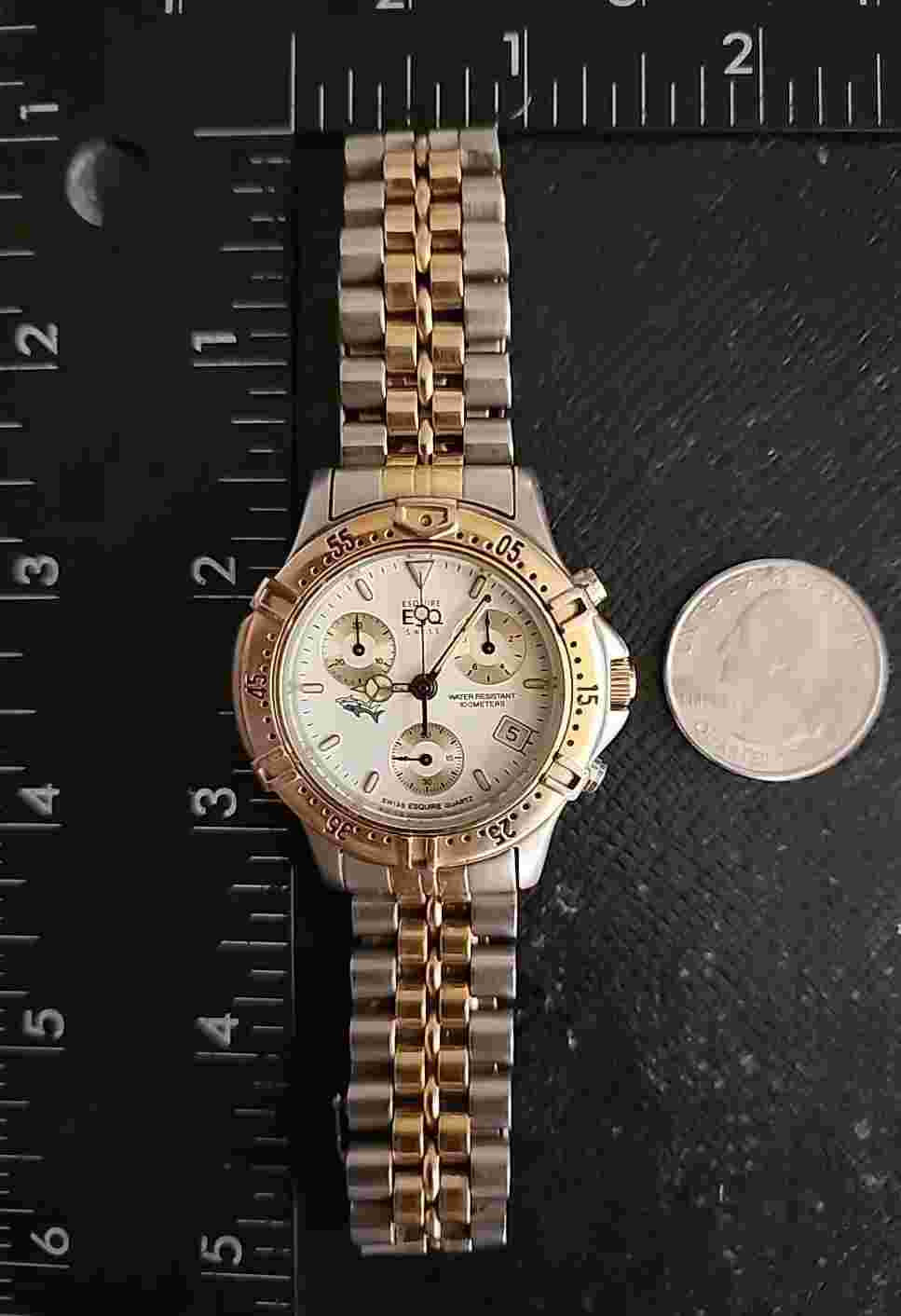 Movado ESQ Swiss Quartz Chronograph Date W/Breit Influences,Stainless & Goldtone