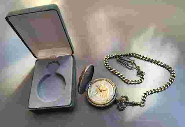 Vintage Walking Liberty Half Dollar Pocket Watch Quintel with Authentic Gift Box