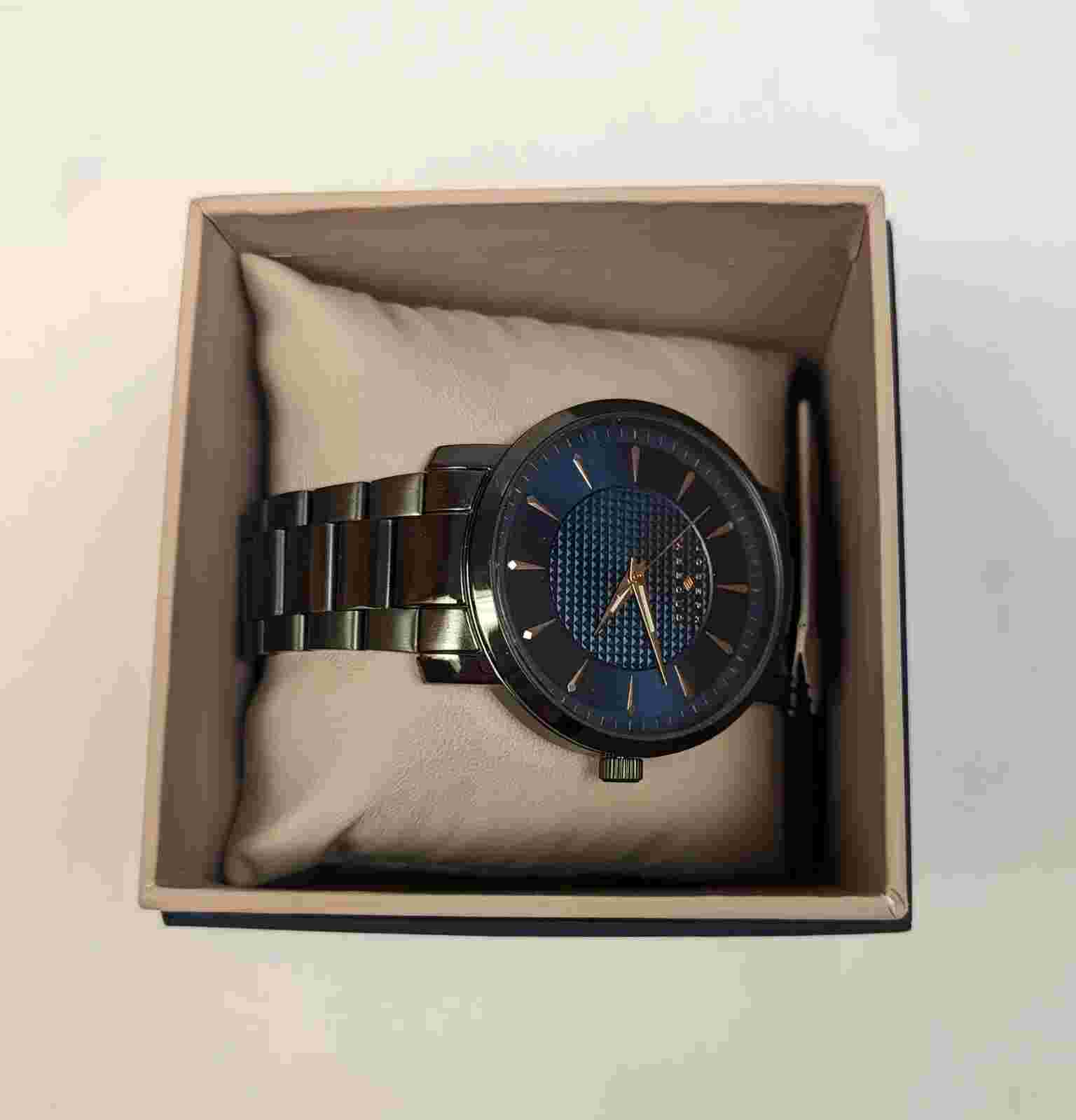 Joseph Abboud Men's Wristwatch Watch Navy & Gunmetal Steel Band 8WJL 80021