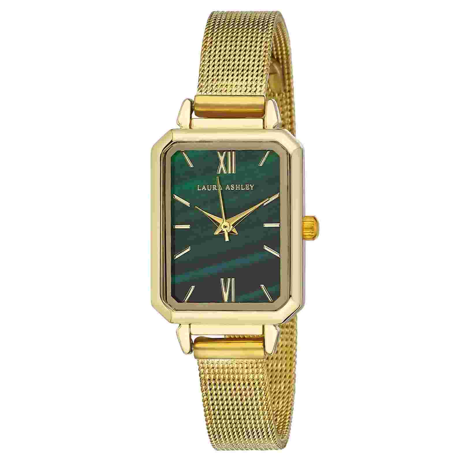 Laura Ashley Women's 22mm Tank Colored Dial Strap and Mesh Watch