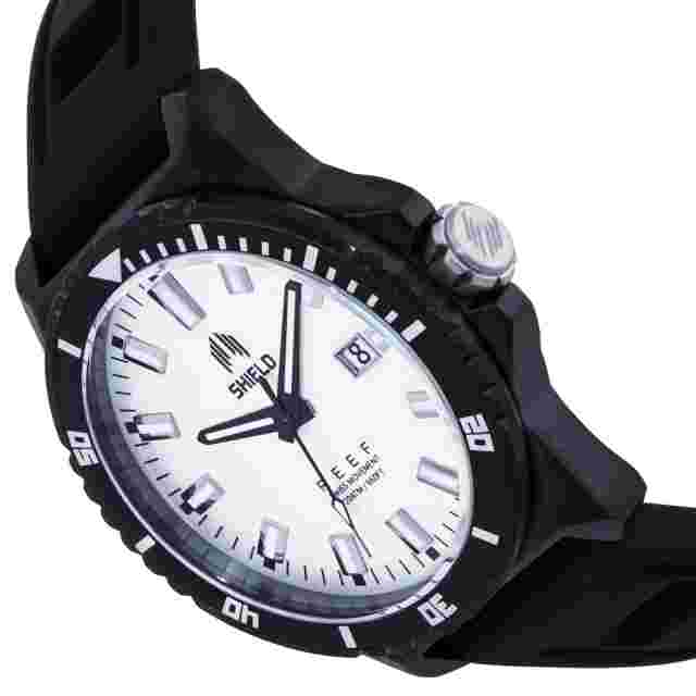 Shield Reef Strap Watch w/Date - Black/White