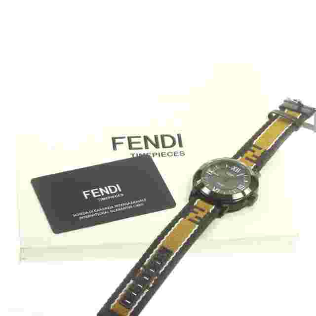 Authentic Fendi 82000L Selleria Automatic watch Brown Black Near MINT Work F/J