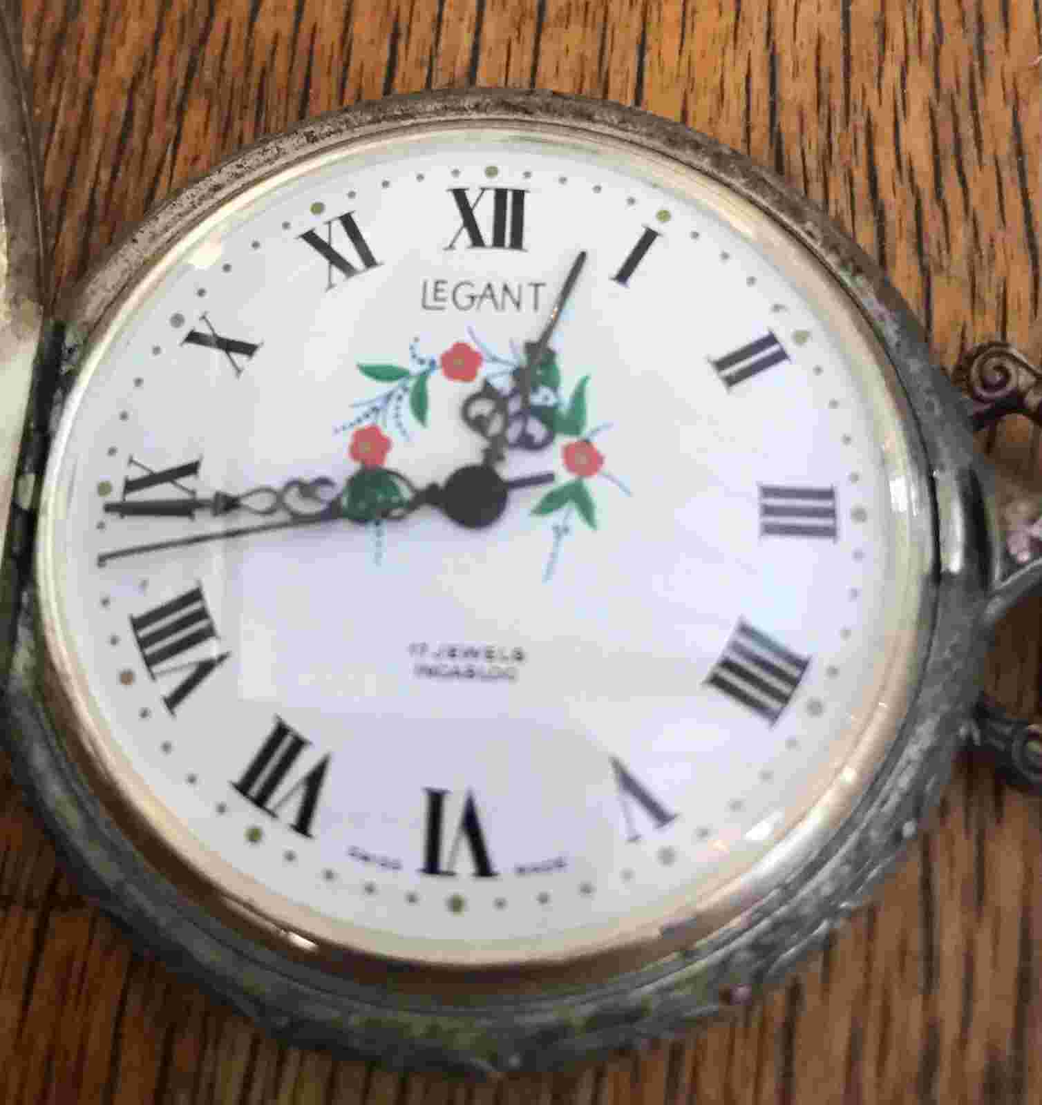 MONTGOMERY WARD LeGANT INCABLOC SWISS POCKET 17 JEWEL WATCH W/CASE and MANUAL!