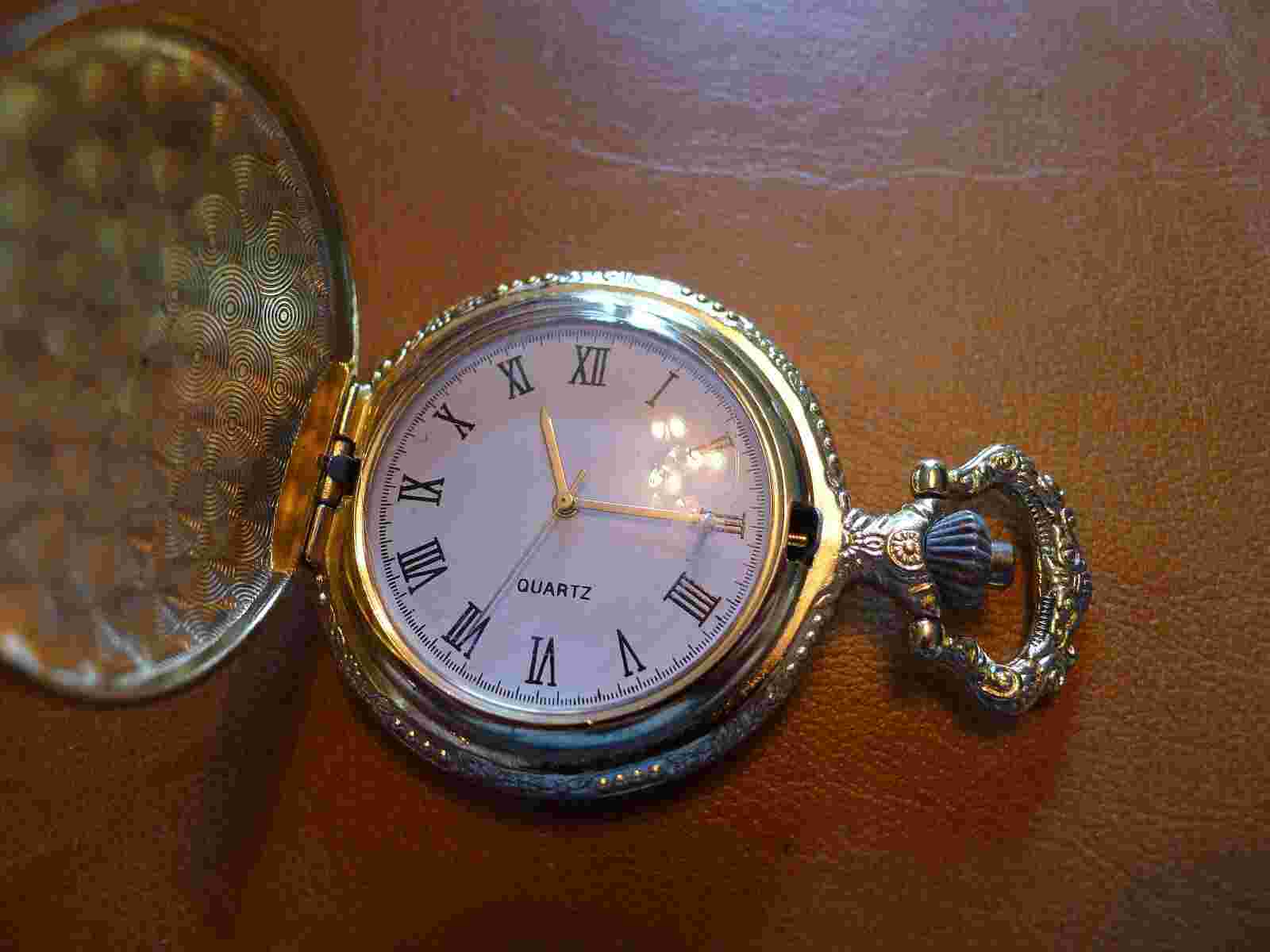 NEW.. Gold Plated Plain  Qtz Hunter Pocket Watch...GWC.