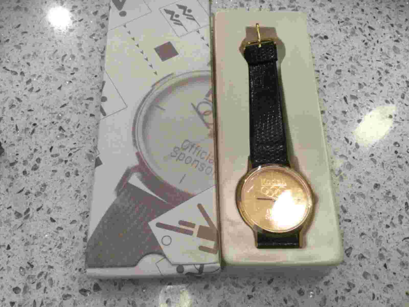 1996 Kodak Olympic Official Sponsor Watch Leather Band  Needs Battery - Men’s