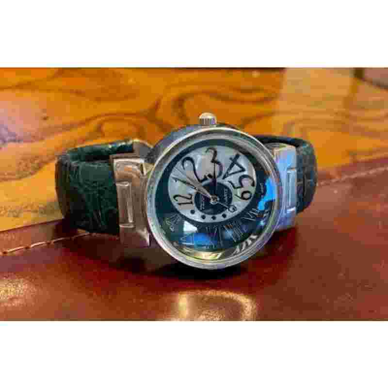 Women's Bijoux Terner Bangle Bracelet Watch, Silver Tone with Green Wrap, MOP Fa