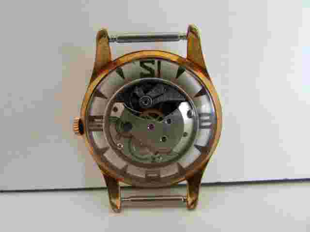 VINTAGE ORFINA SKELETON MECHANICAL WRISTWATCH BURGUNDY DIAL WORKING 10mPLAQUE OR