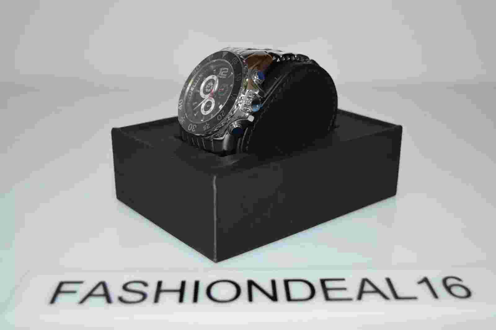 New Oniss Authentic IP Black SS & Ceramic Chronograph ON4220-MBLK $465 Watch