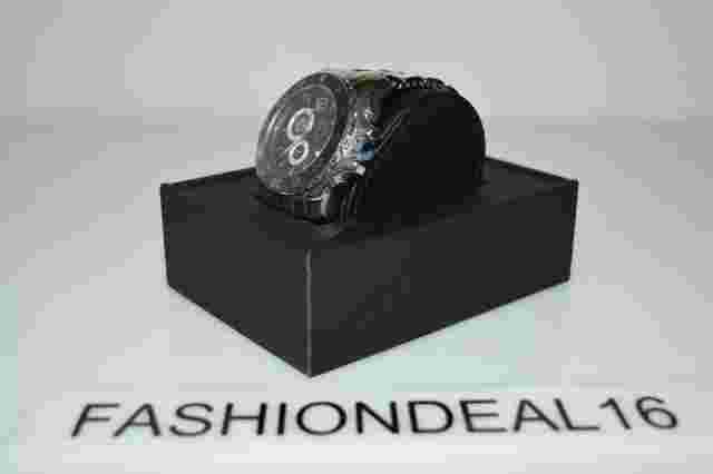 New Oniss Authentic IP Black SS & Ceramic Chronograph ON4220-MBLK $465 Watch