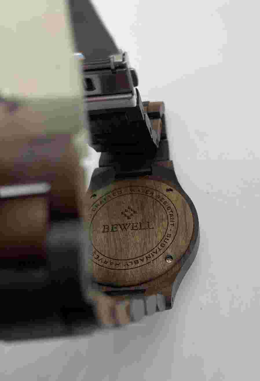 Bewell Wood Wristwatch Wooden Watch Date Bracelet Bangle  New  Needs Battery