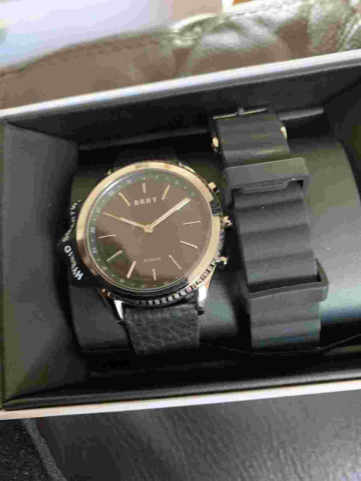 DKNY Women's 'Woodhaven Hybrid' Quartz Stainless Steel and Leather Smart Watch,