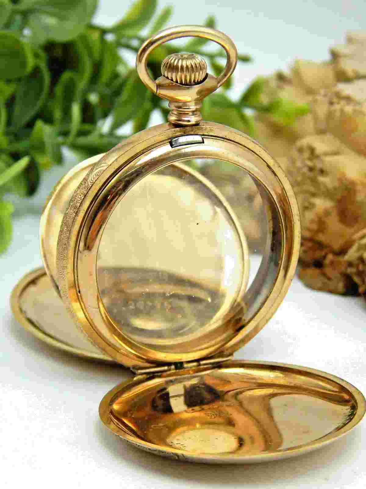 Clean Antique 6 size Wadsworth 14K 25 year gold filled Hunting Pocket watch case