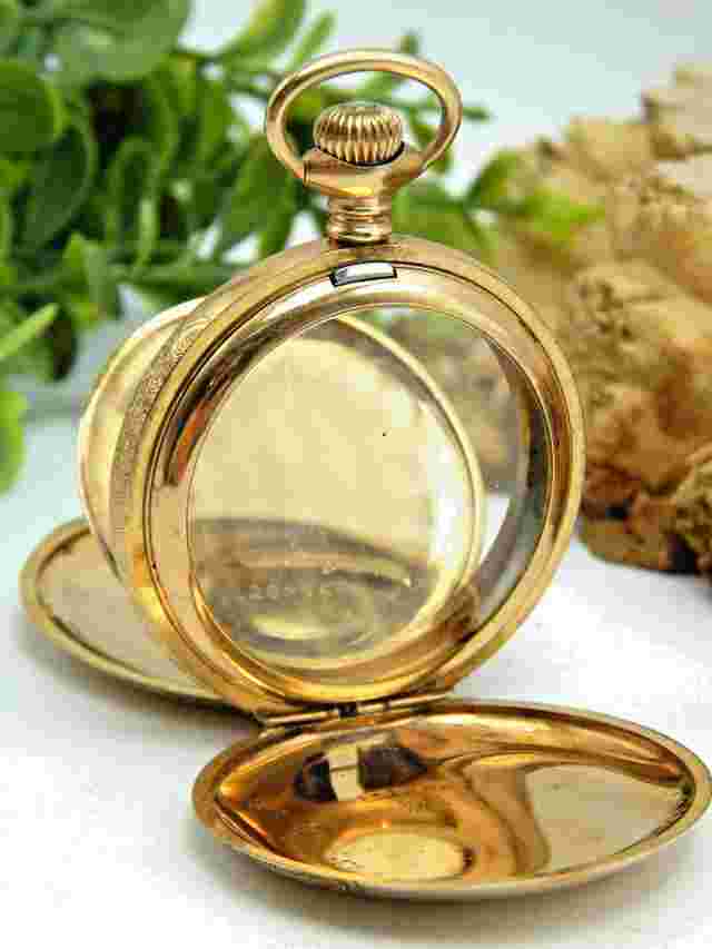 Clean Antique 6 size Wadsworth 14K 25 year gold filled Hunting Pocket watch case
