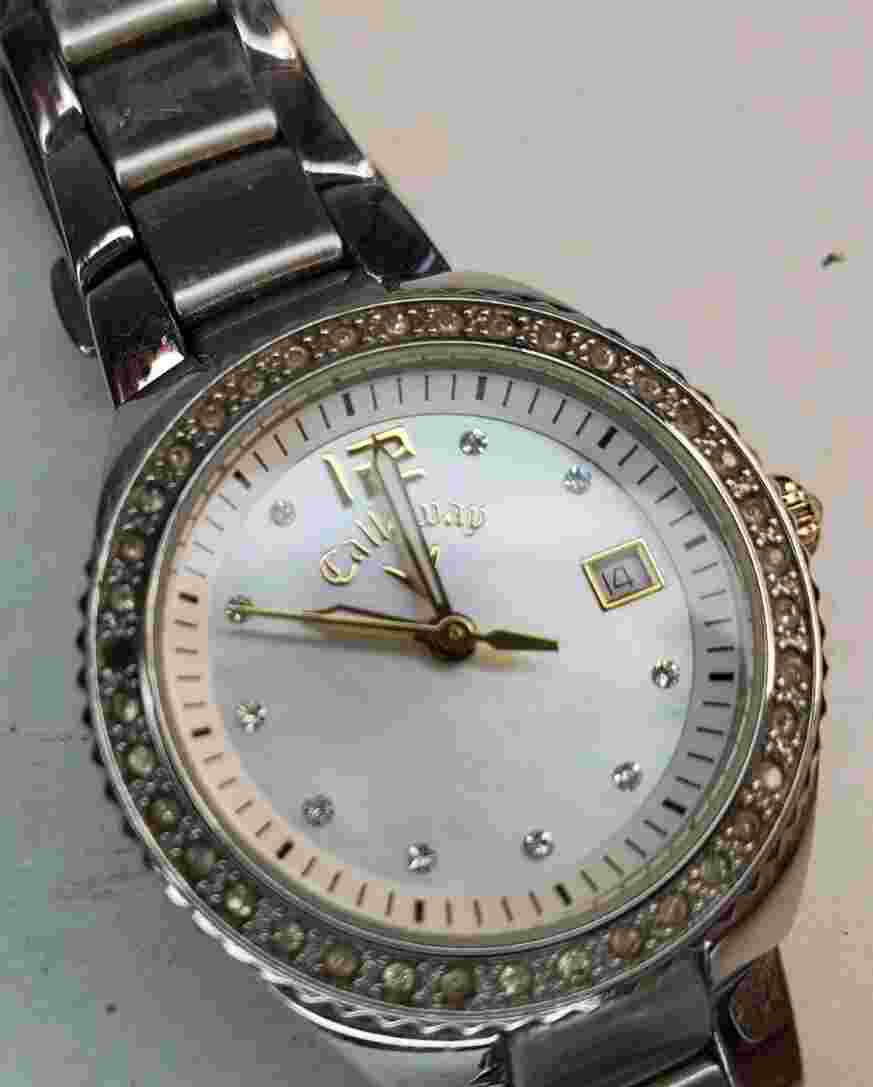 Callaway women's all stainless day /date wristwatch gemstones-CY2110