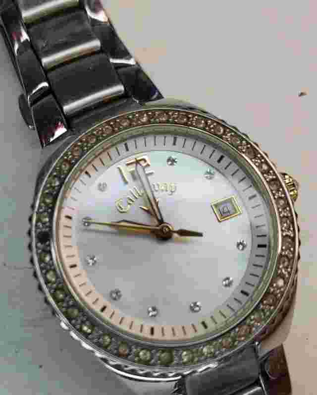 Callaway women's all stainless day /date wristwatch gemstones-CY2110