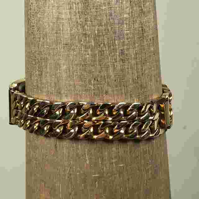Axcess Women White Dial Gold Tone Double Chain Bracelet 33mm Quartz Watch 7 1/4"