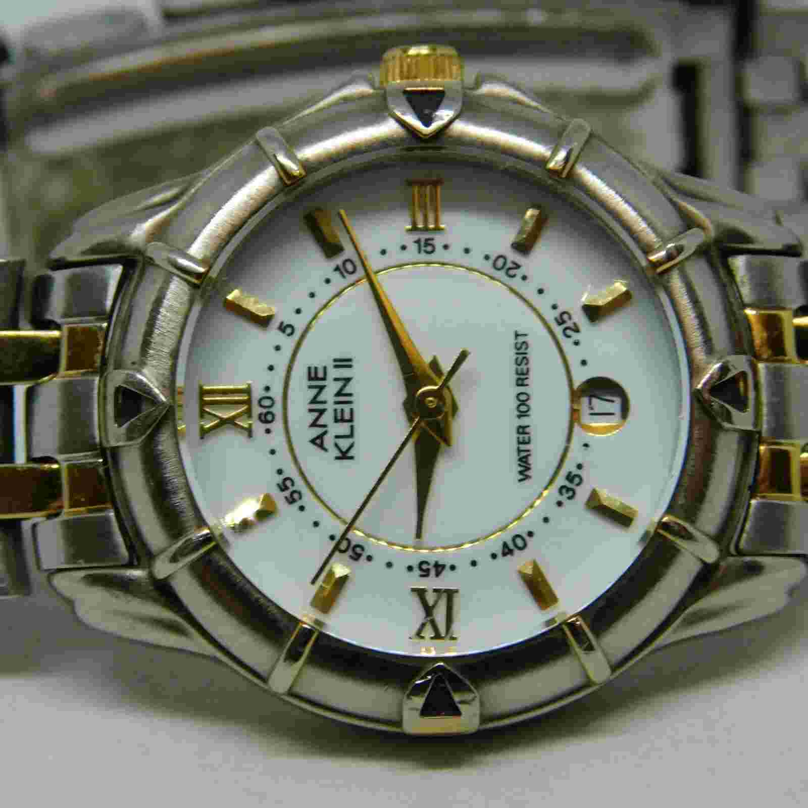 Anne Klein II 10/2979 Two Tone Quartz Analog Ladies Watch Sz. 6 1/2"