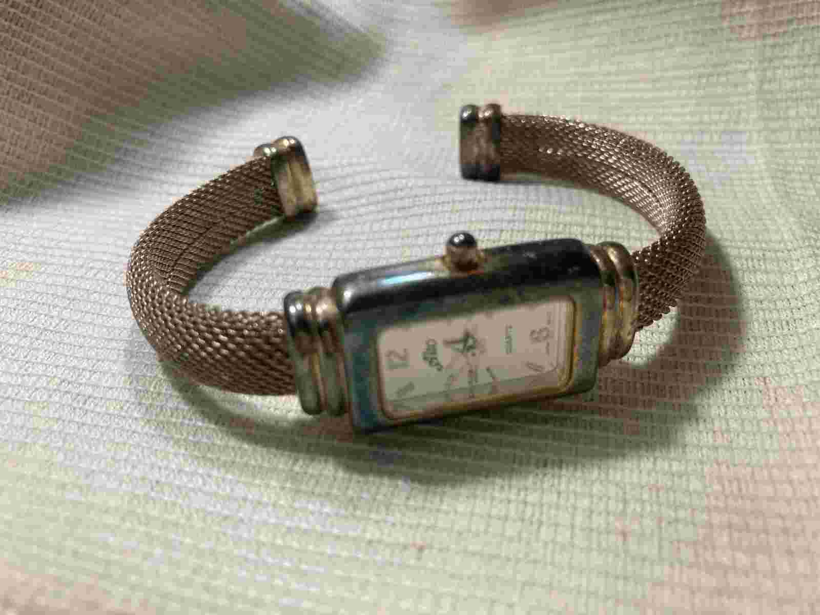 Alto Quartz Watch Women Silver Rectangle Mesh Cuff