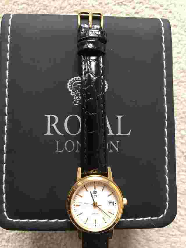 Ladies Gold Expander Stretch Bracelet Royal London Traditional Analog Watch
