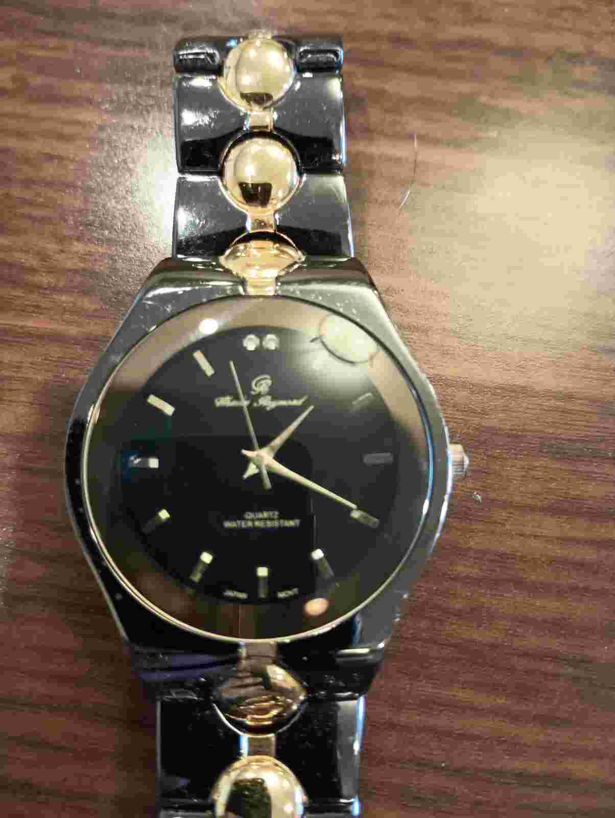 Vintage Men's Charles Raymond Watch Wristwatch 727G  Black & Gold