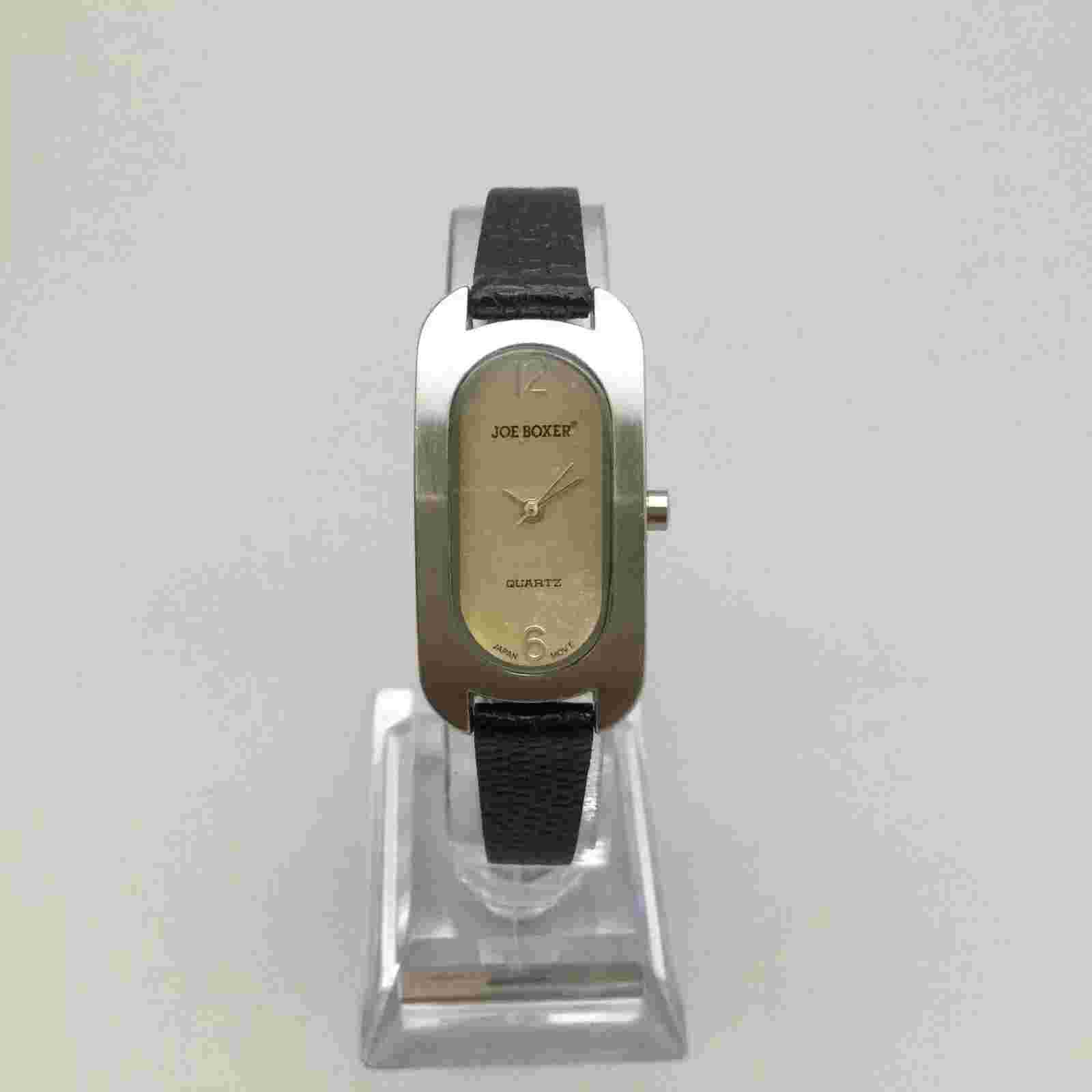 Vintage Joe Boxer Watch Women Silver Tone Oval Dial Leather Band New Battery
