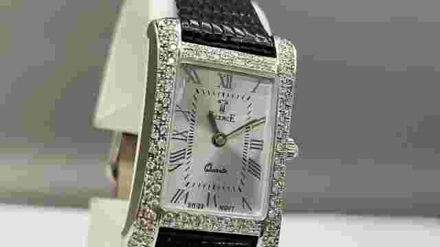 VicencE 14K White Gold Ladies Watch W/ Diamond