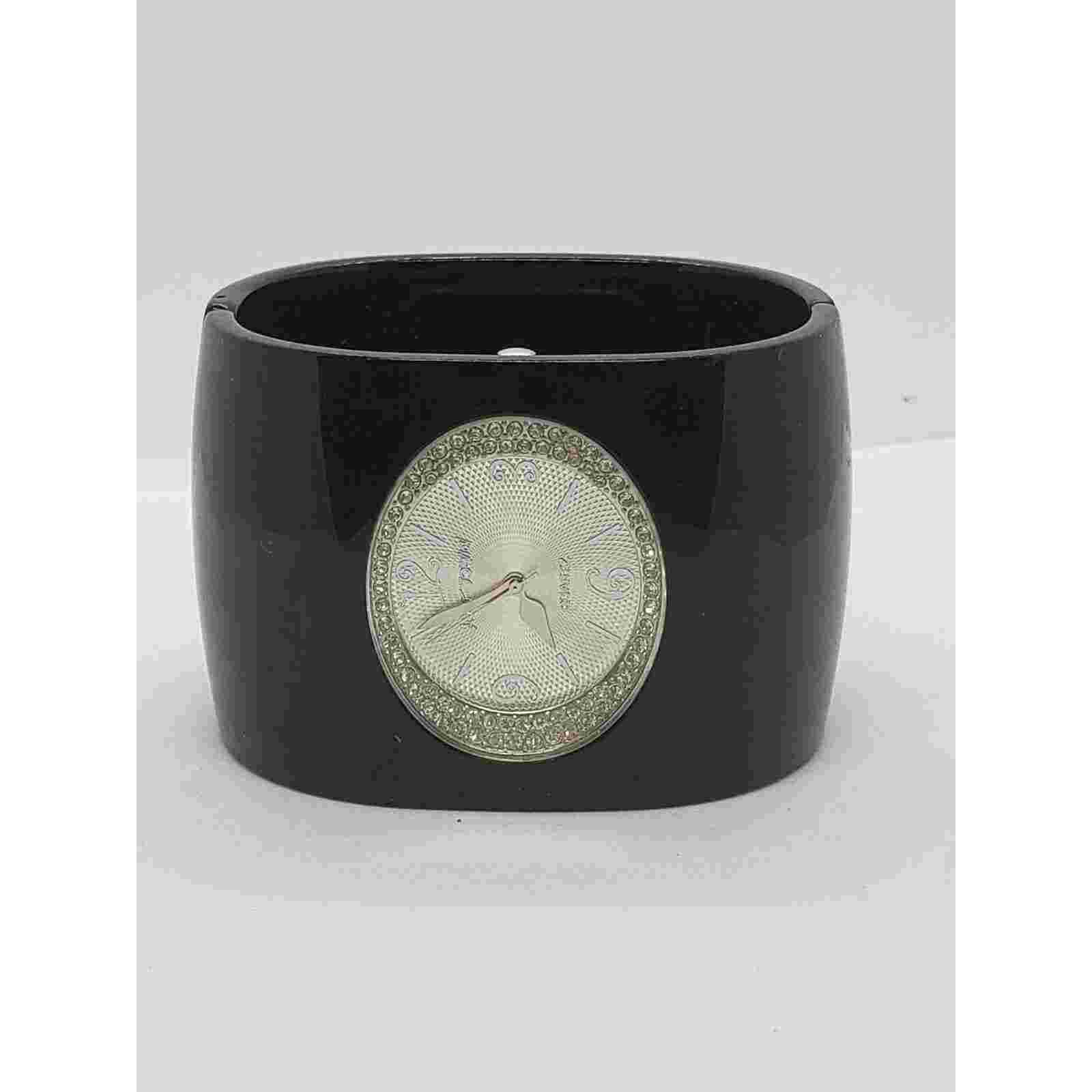 Betsey Johnson women's watch CI-08 BJ7010. Large bangle black band, Jeweled face
