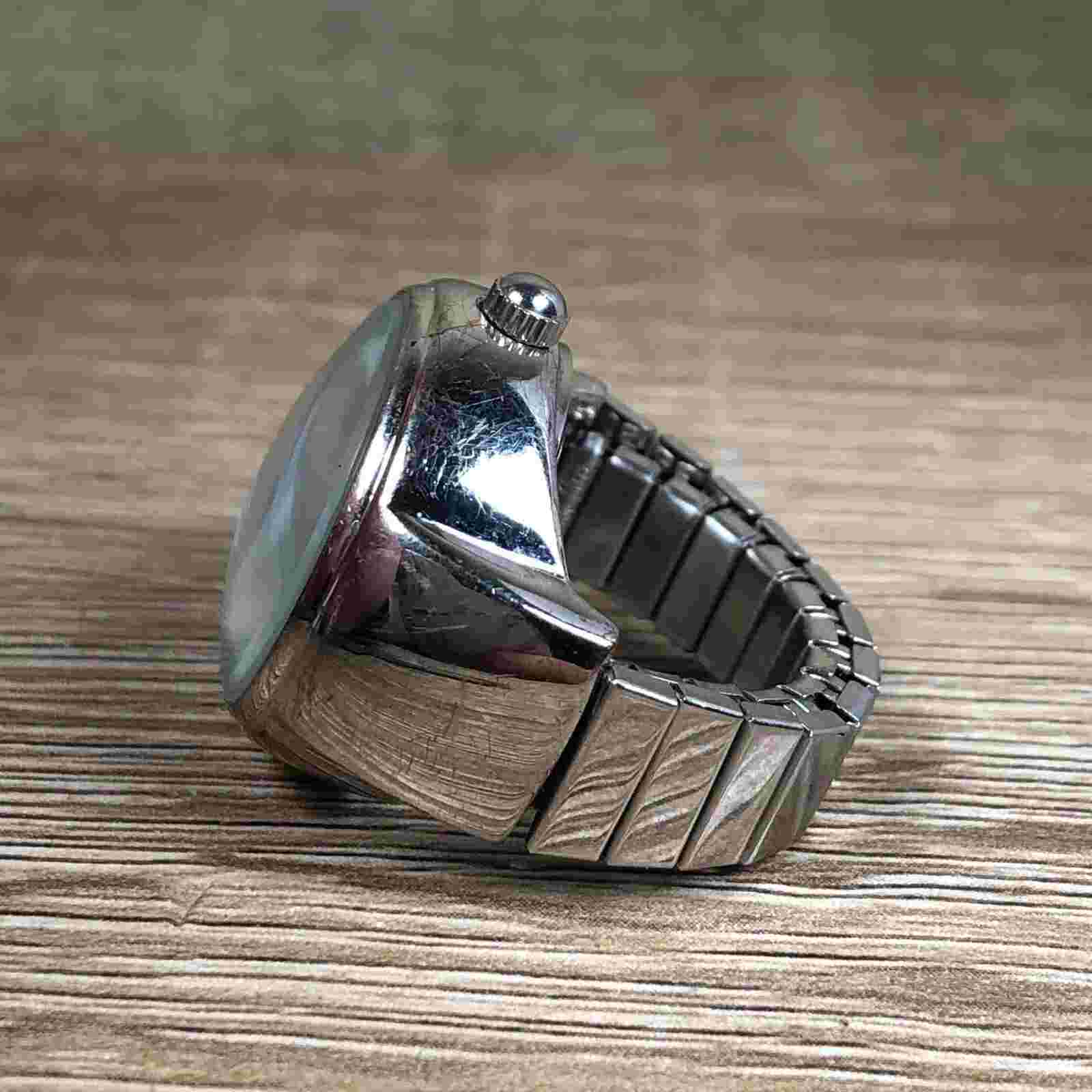 Narmi Ladies Zebra Print Dial Silver Tone Expansion 24mm Quartz Ring Watch