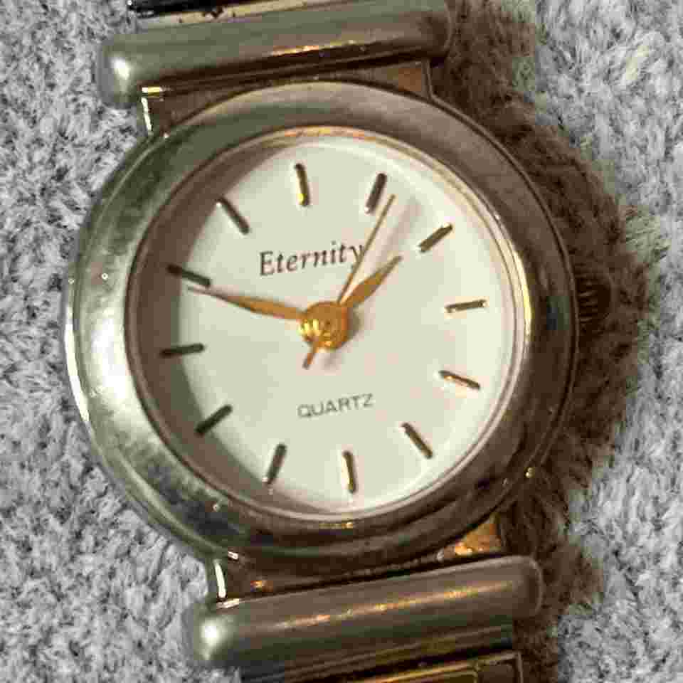 Vintage Women’s Eternity Watch Stainless Steel Stretchy Gold Silver Tone