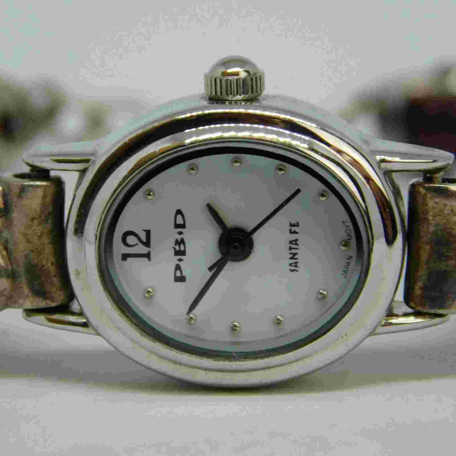Peyote Bird Designs Santa Fe 925 Silver Band Women's Watch Sz.6 1/4" New Battery