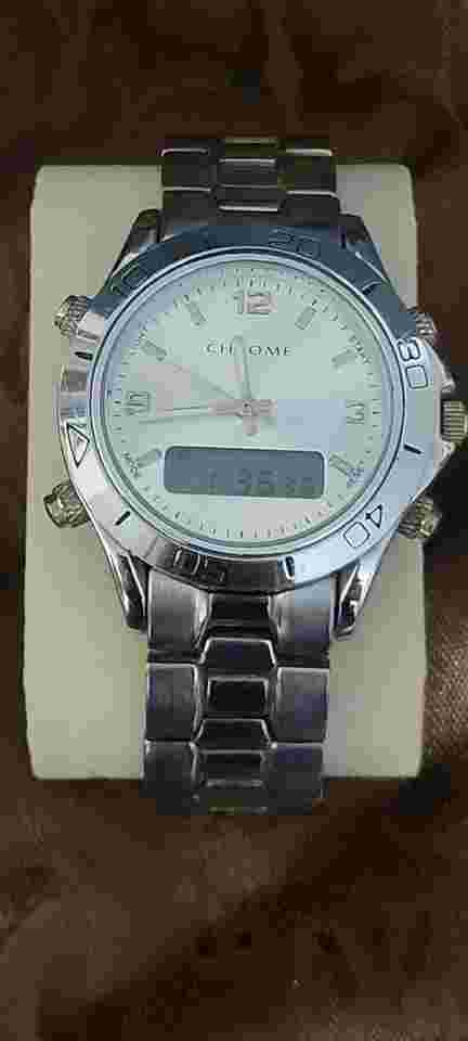 Azzaro Chrome Chronograph Analog Digital Mens Watch