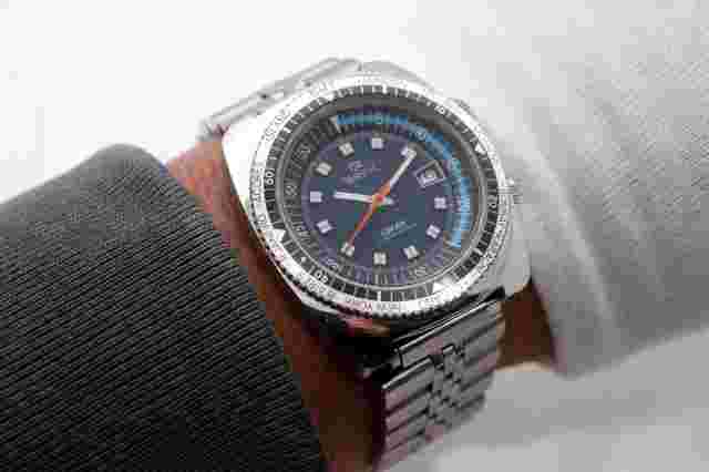 BREIL OK GMT DOUBLE CROWN SKIN DIVER (SUPER COMPRESSOR) -Manual-42 mm-STEEL-70's