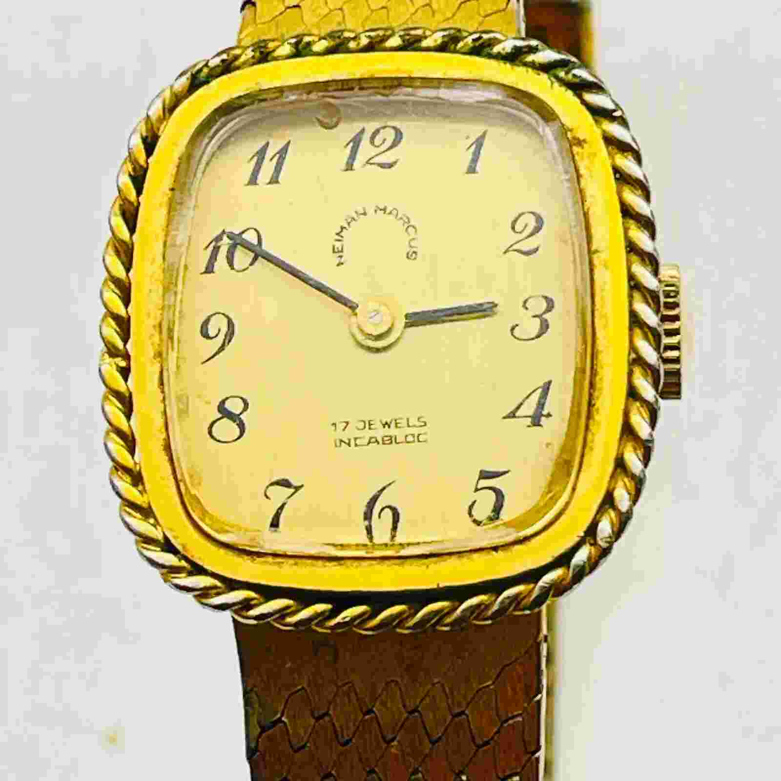 NEIMAN MARCUS Ladies Wristwatch Gold Tone 17 Jewels Incabloc Germany WORKS