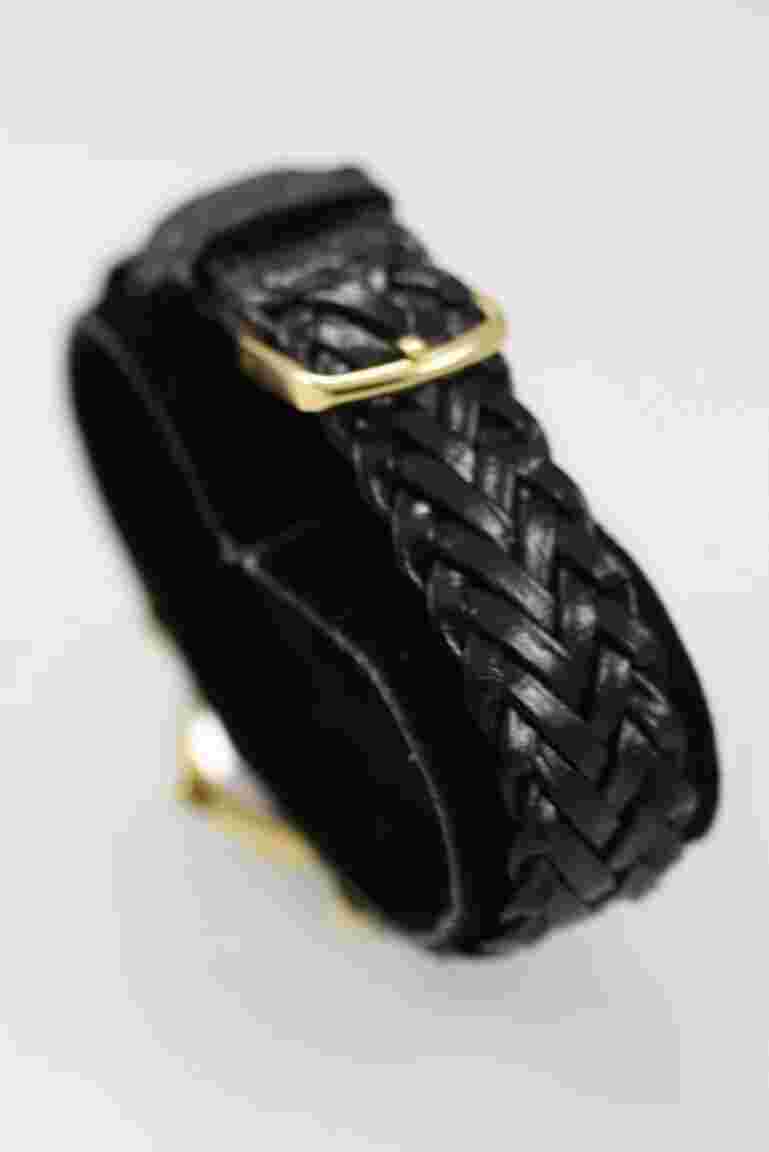 Futura Women Watch Gold Stainless St WR Black Leather Battery White Blue Quartz