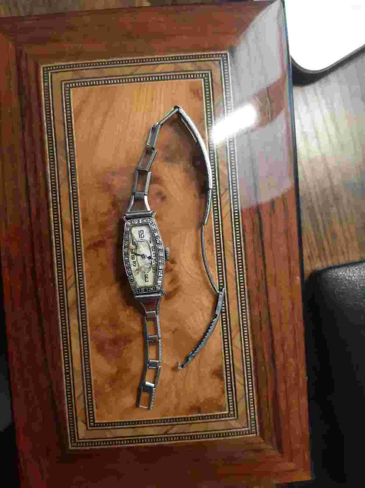 Vintage Mimo Iridio Plat Iridium Platinum Case art diamond Case Watch VERY RARE