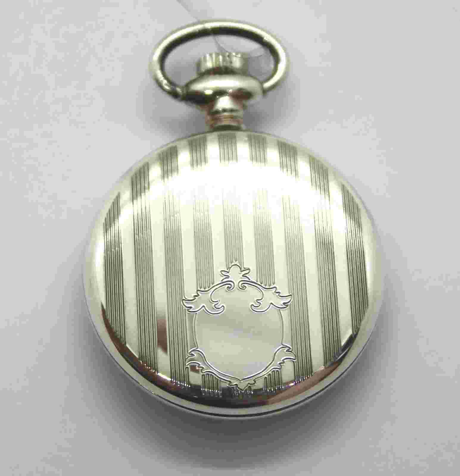 Silver 925 Capital Pocket Watch Open Face Customizable Quartz