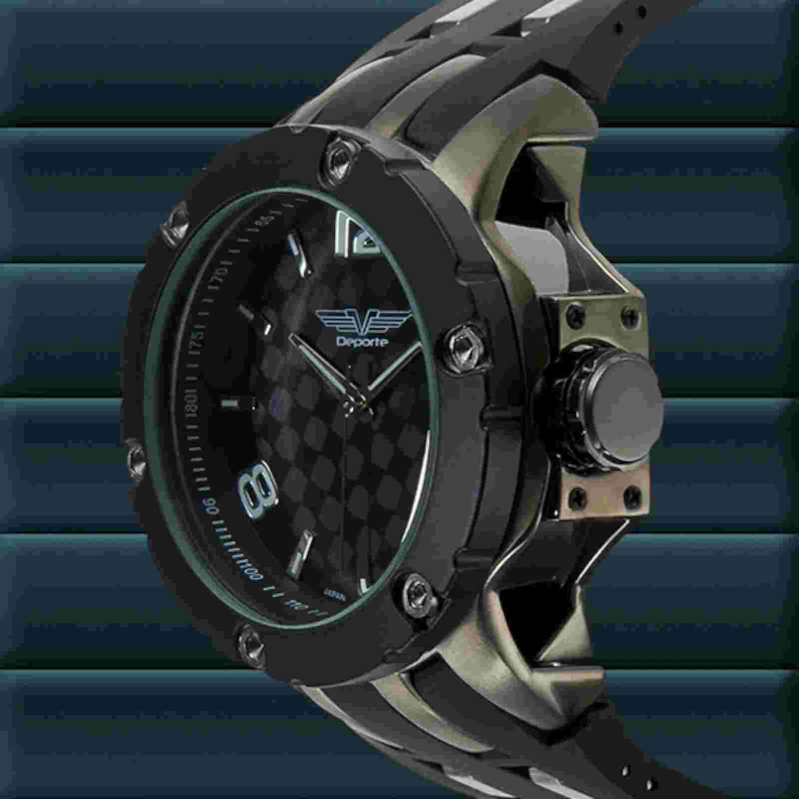 NEW Deporte Ardmore 62623504 Mens Gunmetal & Black Rotating Bezel Large Watch