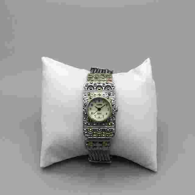 Vtg Lavoni Art Deco Watch Women 21mm Silver Tone MOP Dial New Battery 7.5"