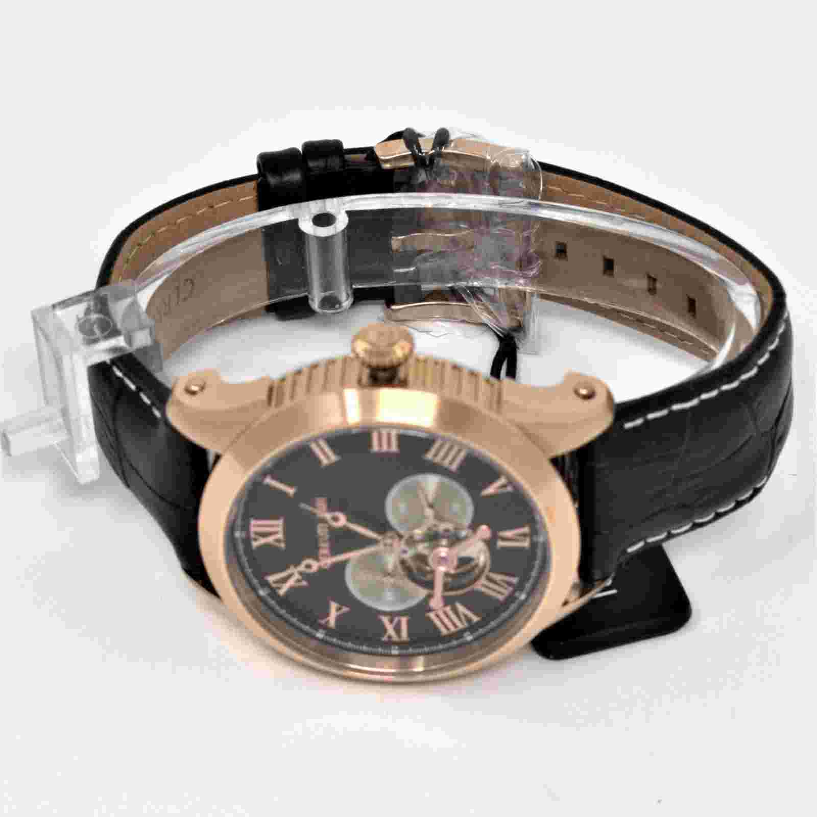 CERRUTI 1881 Black Leather Automatic Chronograph Watch CRA162SR02BK