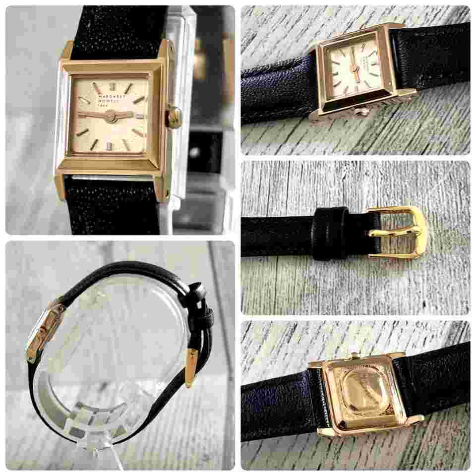 MARGARET HOWELL Square Mini Gold Ladies Analogue Watch Battery Replaced Used