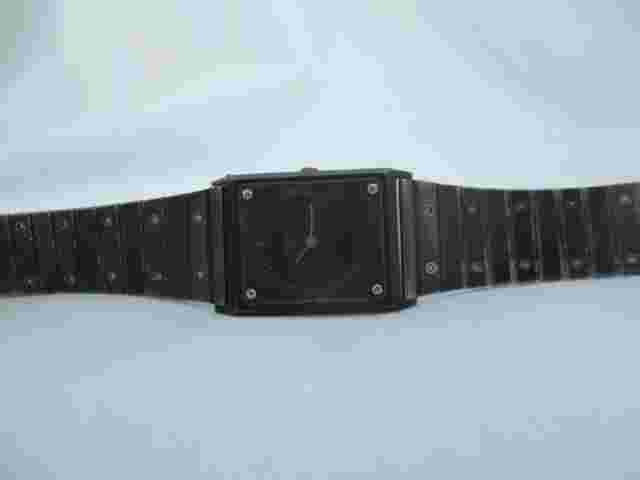 Orion Swiss Wristwatch Black & Gold Tone Stainless Steel Band Rectangular Face