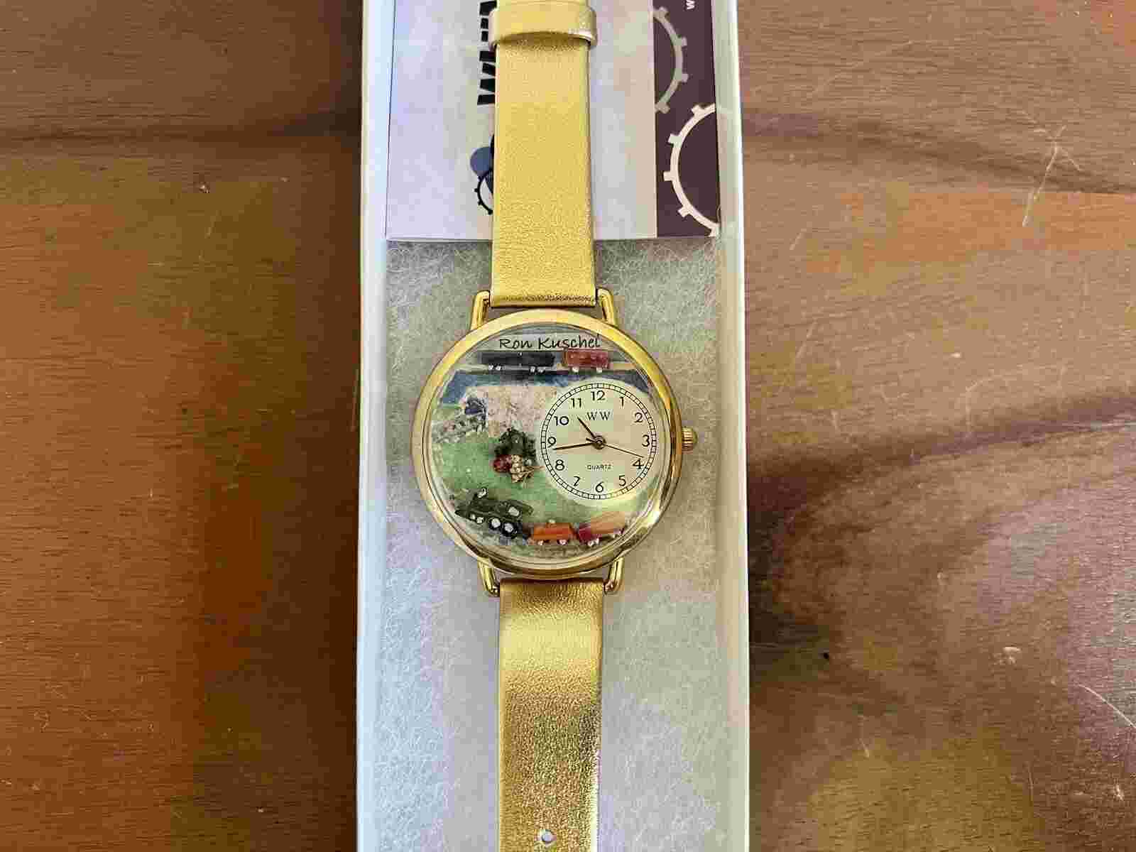 Whimsical Watches Ron Kuschel - Golden Train Locomotive Made in USA