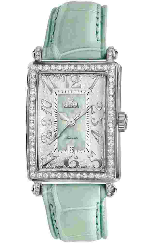 Gevril Women's 6206NL Glamour Green MOP Dial Automatic Diamonds Date Watch