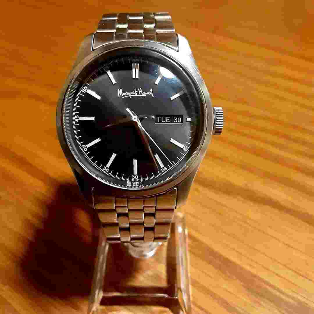 Margaret Howell Men's Automatic Watch Black Dial Day Date 21 Jewels Vintage