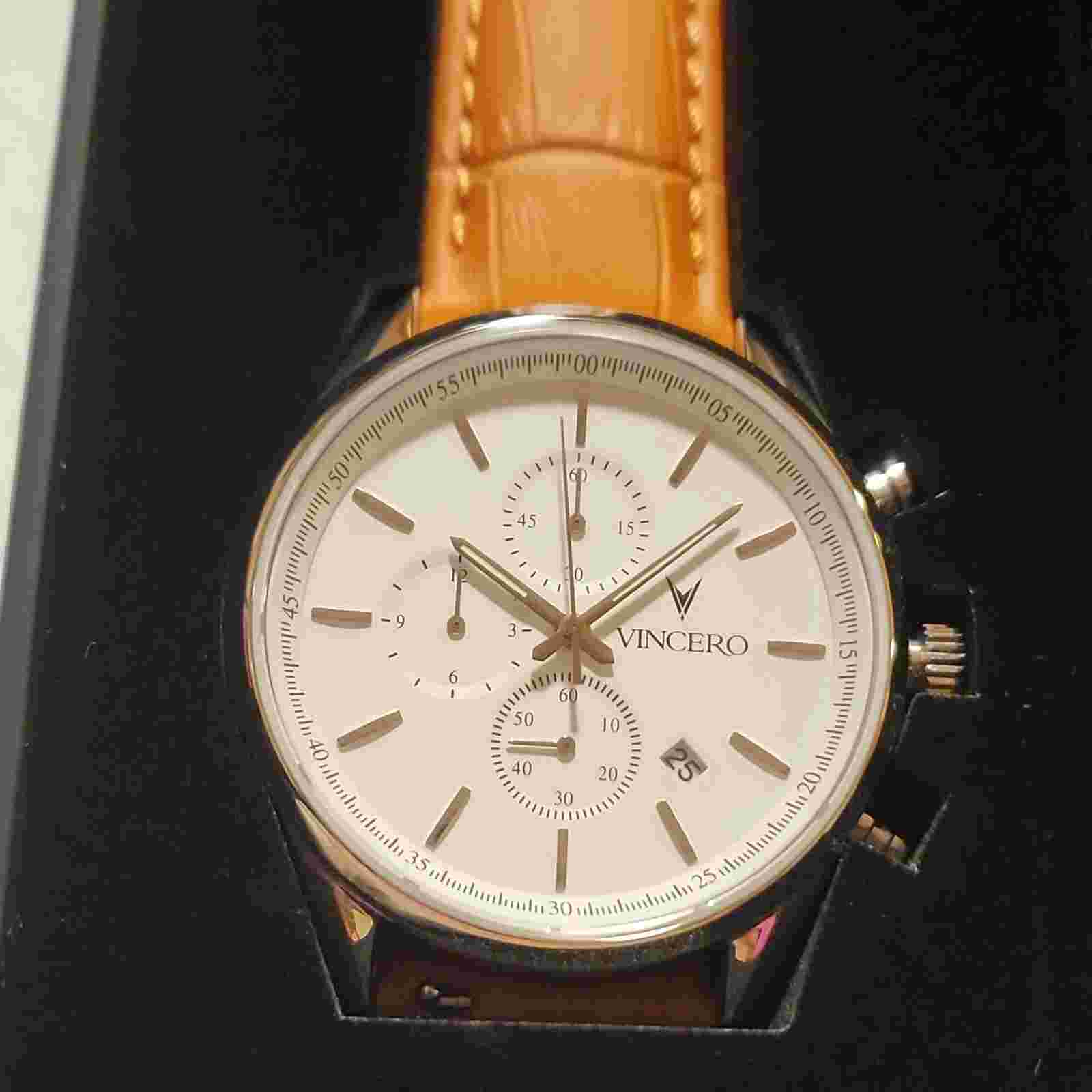 Vincero Chrono S Chronograph Quartz White Dial Whi-Tan-S09