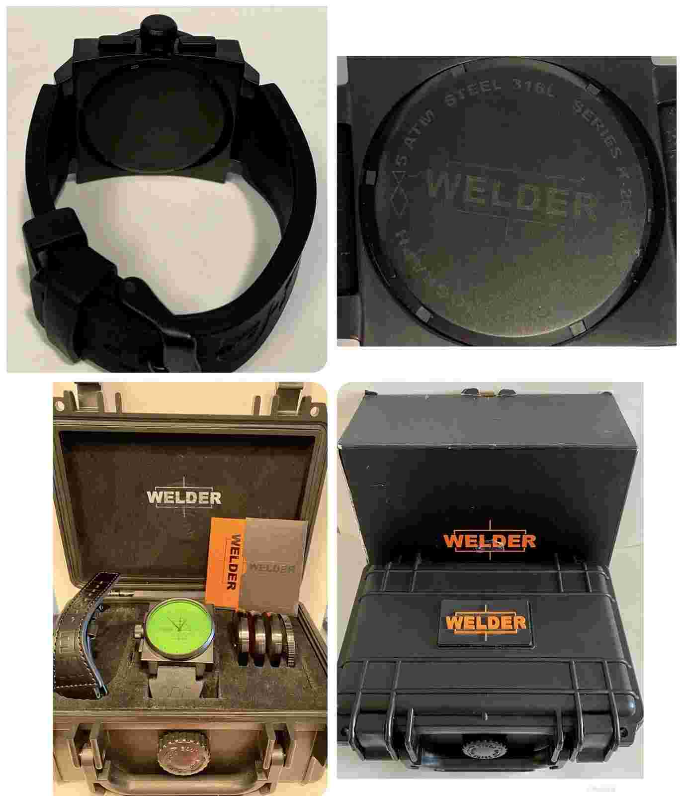 46mm Black Square | Six Changeable Tinted Crystals WELDER K26 Qtz Chrono Watch